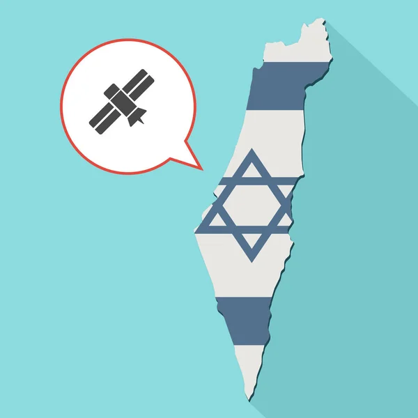Иллюстрация длинной тени карты Израиля с его флагом и комическим воздушным шаром — стоковое фото