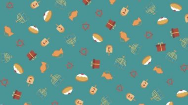 Hanuka tatil düz tasarım animasyon arka plan ile geleneksel semboller