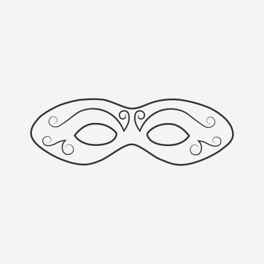 Karnaval maskesi düz siyah anahat tasarım simgesi