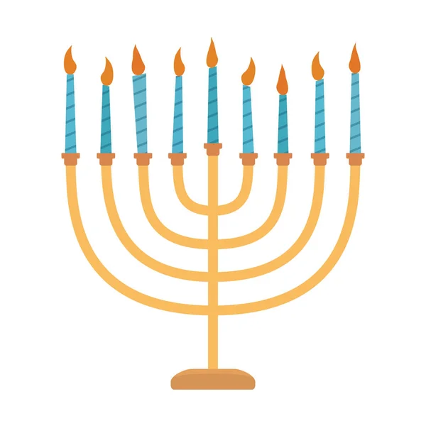 Hanukkah vacaciones Menora icono de diseño plano — Archivo Imágenes Vectoriales