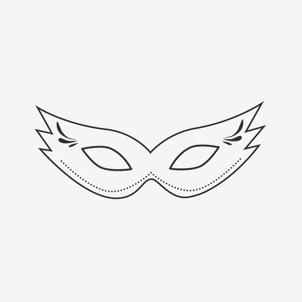 Carnival mask flat black outline design icon — Stock Vector