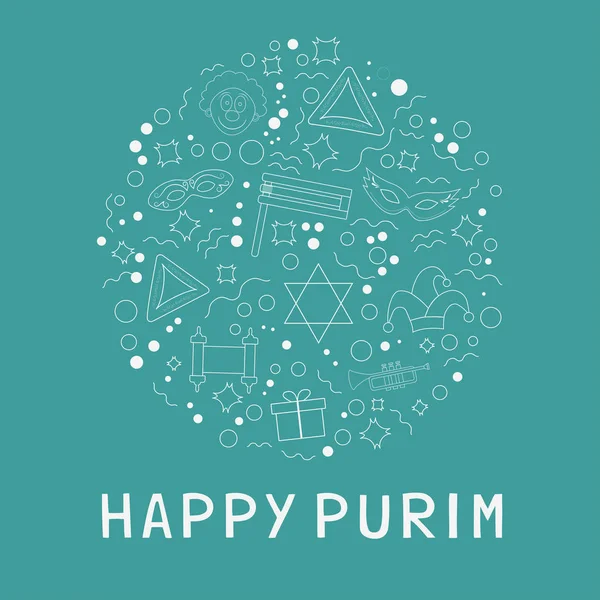 Purim semester platt design vit tunn linje ikoner som i stjärnan i d — Stockfoto