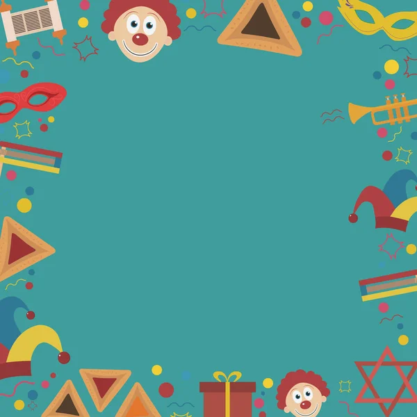 Rám s purim holiday flat design ikony — Stock fotografie