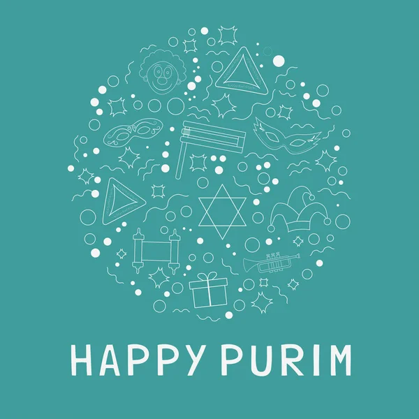 Purim semester platt design vit tunn linje ikoner som i stjärnan i d — Stock vektor