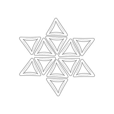 Purim tatil düz hamantashs içinde siyah ince çizgi simgeleri tasarım