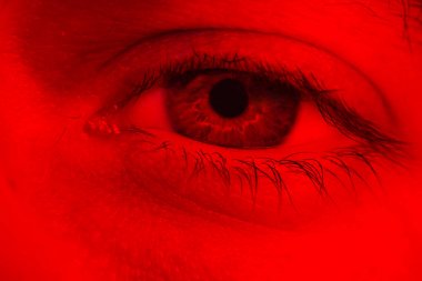 Makro adam gözde ciddi ve ifadesiz expressio ifade