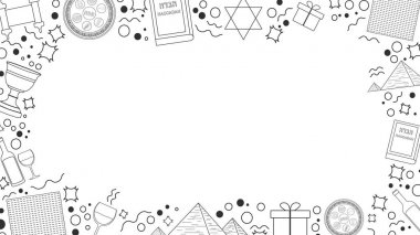 Çerçeve ile Fısıh Bayramı tatil düz tasarım siyah ince çizgi kutsal kişilerin resmi