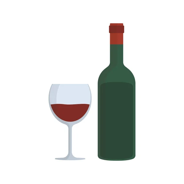 Víno láhev & skla ikona plochý design — Stockový vektor