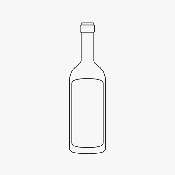 Láhev na víno plochý černý obrys ikona — Stockový vektor