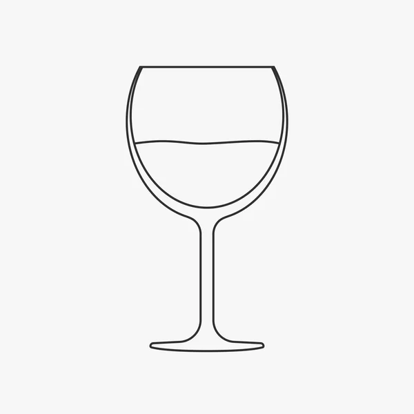 Sklenice na víno plochý černý obrys ikona — Stockový vektor
