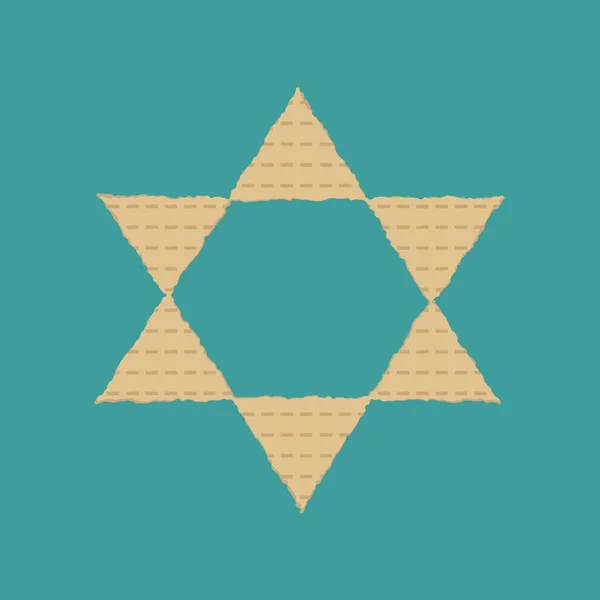 Icônes de design plat de vacances de la Pâque de Matzot en étoile de David sh — Image vectorielle