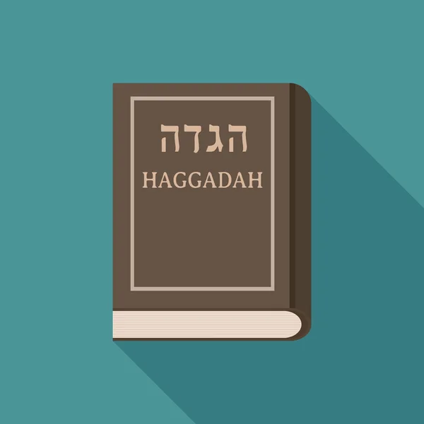 Passover holiday haggadah book flat long shadow design icon — Stock Vector