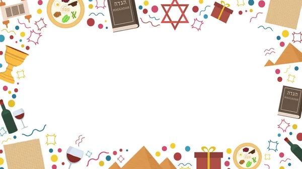 Frame with Passover holiday flat design icons — Stock Vector