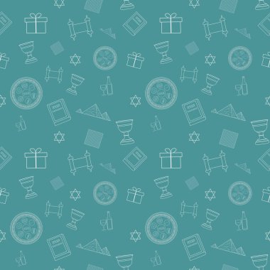 Fısıh Bayramı tatil düz beyaz ince çizgi simgeler sorunsuz patt Tasarla