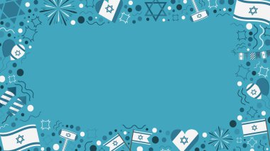 Çerçeve ile İsrail Bağımsızlık günü tatil düz tasarım kutsal kişilerin resmi