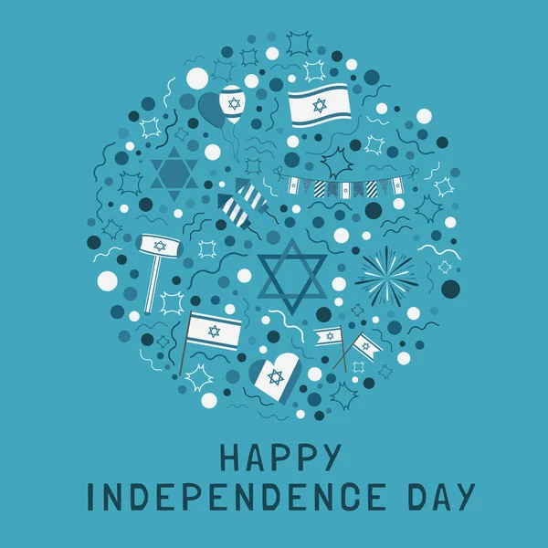 Dzień Niepodległości Izraela wakacje płaski kształt ikony w rundzie s — Wektor stockowy