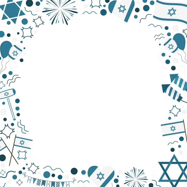 Rám s Den nezávislosti Izraele holiday flat design ikony — Stockový vektor