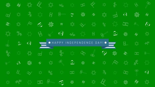 Israele Giorno di indipendenza vacanza design piatto animazione sfondo con i tradizionali simboli icona contorno e testo in inglese — Video Stock