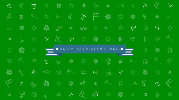 Feriado Dia da Independência de Israel plano de fundo de animação de design com símbolos de ícone de contorno tradicional e texto em inglês — Vídeo de Stock