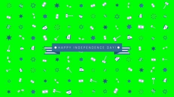 Israël Independence Day vakantie platte ontwerp animatie achtergrond met traditionele symbolen en Engelse tekst — Stockvideo