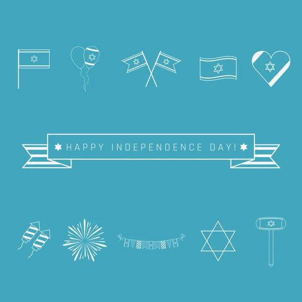 Apartament wakacyjny dzień niepodległości Izraela projektowanie ikony biały cienka linia — Wektor stockowy