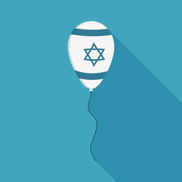 Palloncino con bandiera israeliana icona in stile piatto disegno ombra lunga — Vettoriale Stock