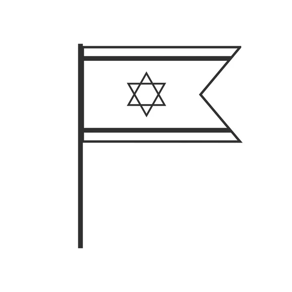 Ícone de bandeira de Israel em design de contorno plano preto — Vetor de Stock