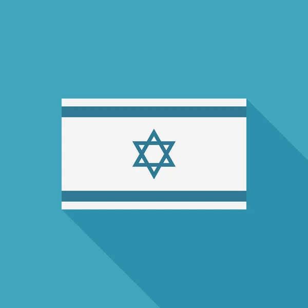Ícone de bandeira de Israel em design de sombra longa plana — Vetor de Stock