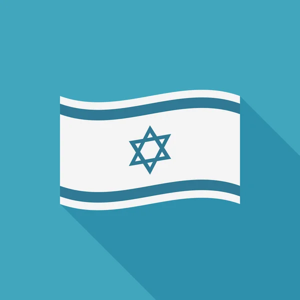 Εικονίδιο με τη σημαία Ισραήλ στη σχεδίαση επίπεδη πολύ σκιά — Διανυσματικό Αρχείο