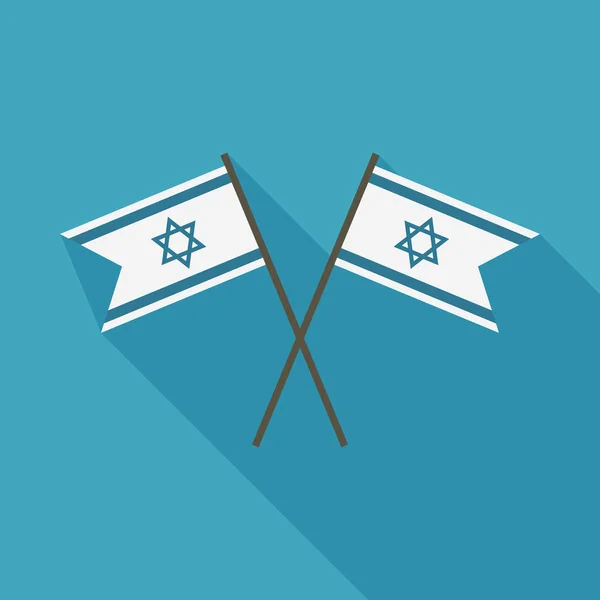 Het pictogram van de vlag van Israël in plat lange schaduw ontwerp — Stockvector