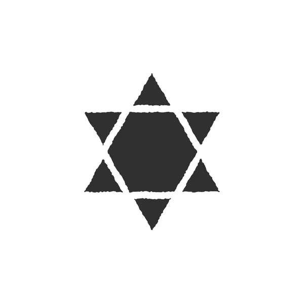 Ícone de estrela da forma david em design de contorno plano preto — Vetor de Stock