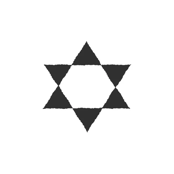 Ícone de estrela da forma david em design de contorno plano preto — Vetor de Stock