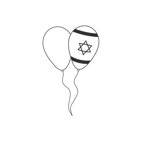 Two balloons icon in black flat outline design with Israel Indep — Stock Vector