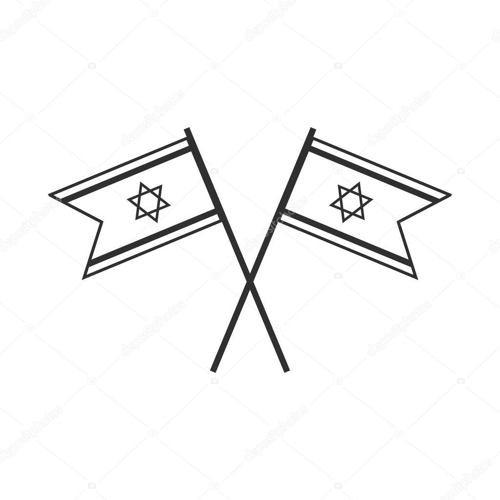 Israel flag icon in black flat outline design
