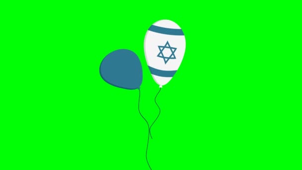 Israel, day, independence, flag, national, balloon, illustration, decoration, symbol, holiday, air, celebration, white, design, israeli, patriotic, patriotism, blue, party, pride, symbolic, jewish, traditional, judaism, celebrating, patriot, graphic, culture, star of david, element, festive, concept, flat, campaign, election, event, cartoon, icon, stripe, birthday, happy, helium, celebrate, animated, animation, loop, alpha channel, motion graphic, long shadow, festival — Stock Video