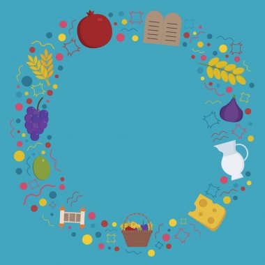 Çerçeve ile Shavuot tatil düz tasarım kutsal kişilerin resmi