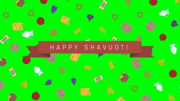 Shavuot Holiday Flat Design Animation Bakgrund Med Traditionella Symboler Med — Stockvideo