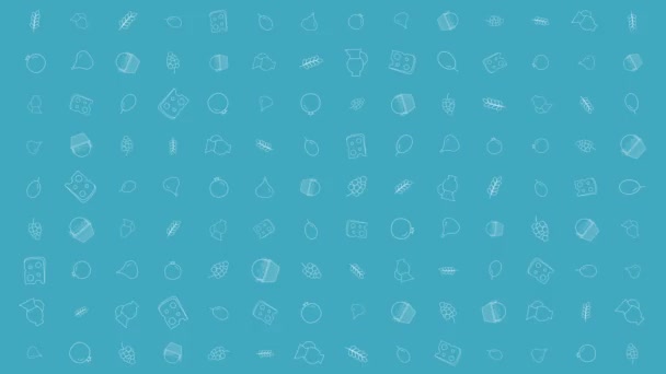 Shavuot vacances plat fond d'animation de conception avec des symboles d'icône de contour traditionnels — Video