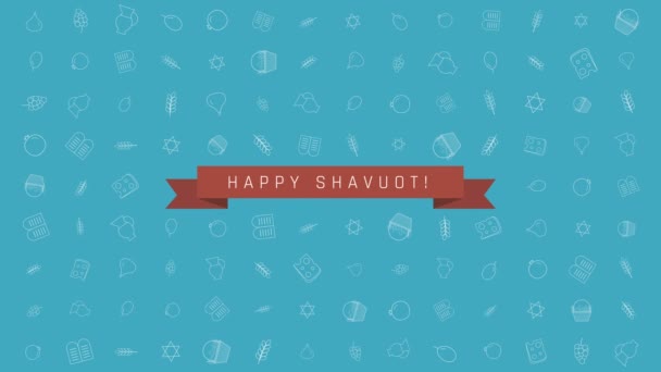 Shavuot vacances plat fond d'animation de conception avec des symboles d'icône de contour traditionnels et texte anglais 