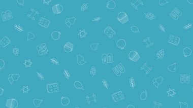 Shavuot tatil düz tasarım animasyon arka plan ile geleneksel anahat simgesini simgeleri