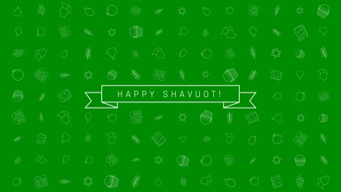 Shavuot tatil düz tasarım animasyon arka plan ile geleneksel anahat simgesini simgeleri metinle İngilizce 
