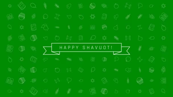 Shavuot Vacaciones Plano Diseño Fondo Animación Con Símbolos Icono Esquema — Vídeo de stock