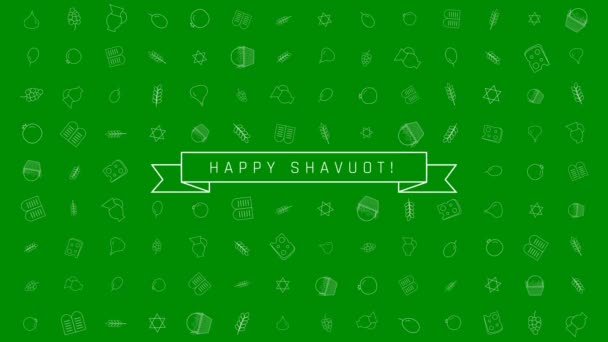 Shavuot Vacanza Design Piatto Animazione Sfondo Con Tradizionali Simboli Icona — Video Stock