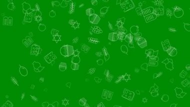 Shavuot tatil düz tasarım animasyon arka plan ile geleneksel anahat simgesini simgeleri. Alfa kanalı ile döngü. 