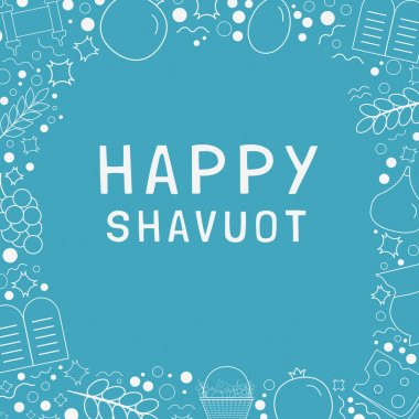 Shavuot ince bir çizgi simgeler wit beyaz düz tasarlamak tatil çerçeve