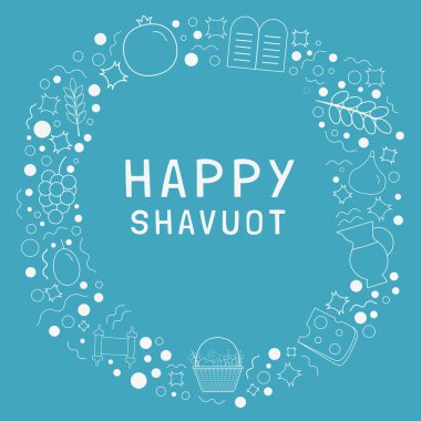 Shavuot ince bir çizgi simgeler wit beyaz düz tasarlamak tatil çerçeve