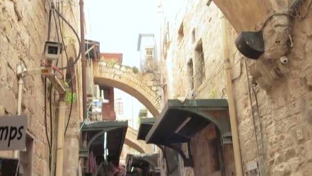 Jeruzalem Israël Mrt 2019 Inwoners Toeristen Wandelen Smalle Straat Van — Stockvideo