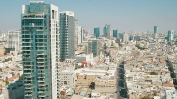 Tel Aviv Gökdelenlerinin Hava Manzarası Yeni Eski Inşaatın Birleşimi — Stok video