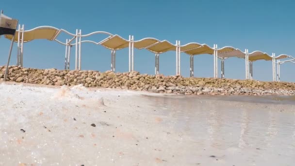 Cinemagraph Van Een Natuurlijk Wit Zoutkristal Aan Oevers Van Dode — Stockvideo