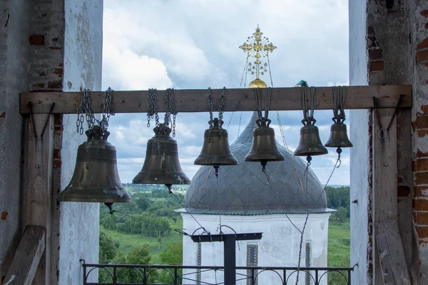 Bells in bell tower of the old Russian Orthodox Church — Stock Photo, Image